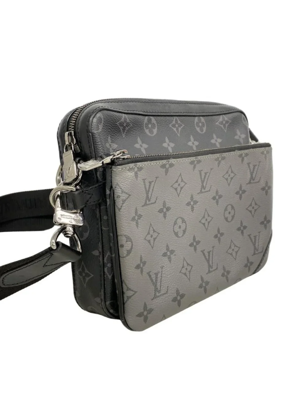 Louis Vuitton Shoulder Bag Monogram Eclipse Reverse Trio Messenger Black Gray